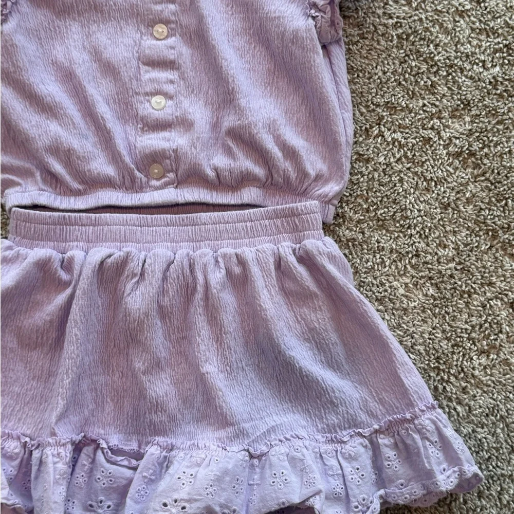 Rare Editions Toddler Girl  2 piece outfit top and skirt set purple size 5T